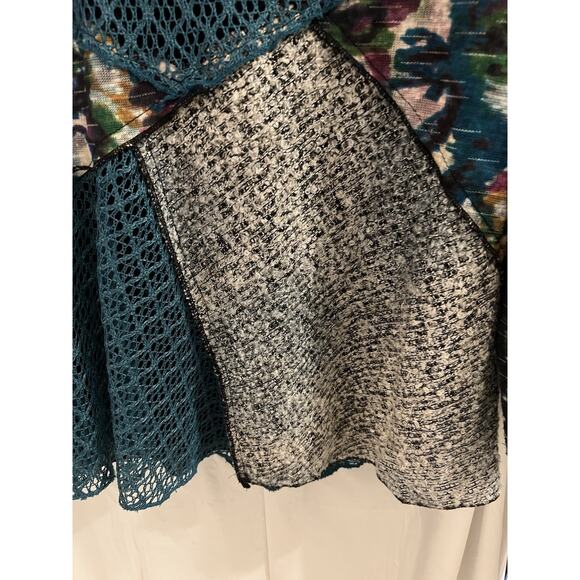 This & That Mixed Media Teal Gray Color Block Top Sz Xl - Picture 4 of 8